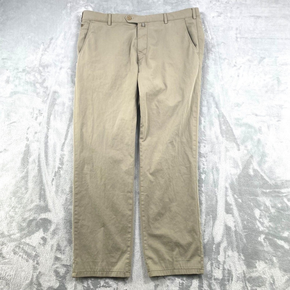Meyer Bonn Chino Pants Men Size 97/86 (36x29) Beige Stretch Cotton Dress Casual